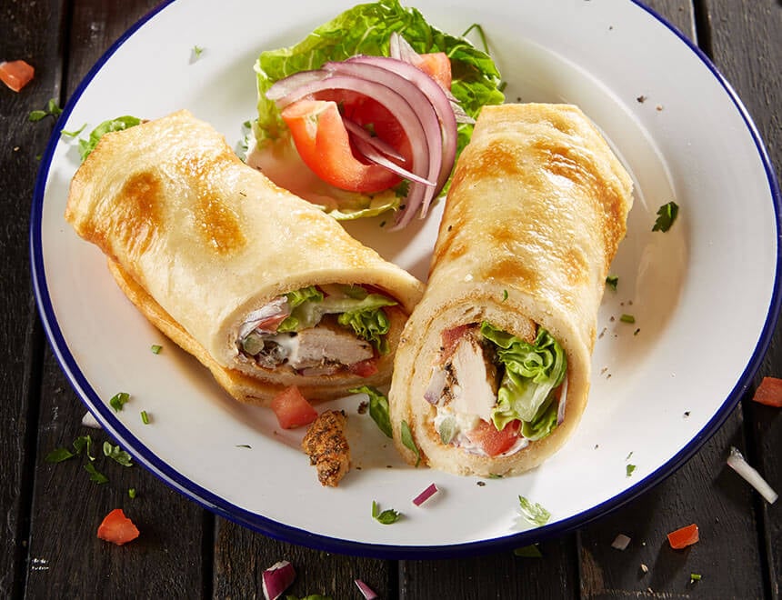 Chicken Gyros in Yorkshire Pudding Bases